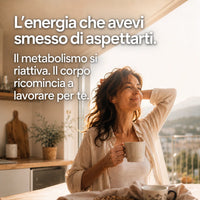 donna al mattino in stato di benessere dopo un percorso di riattivazione del metabolismo con BRUCIA GRASSI Ribovita®