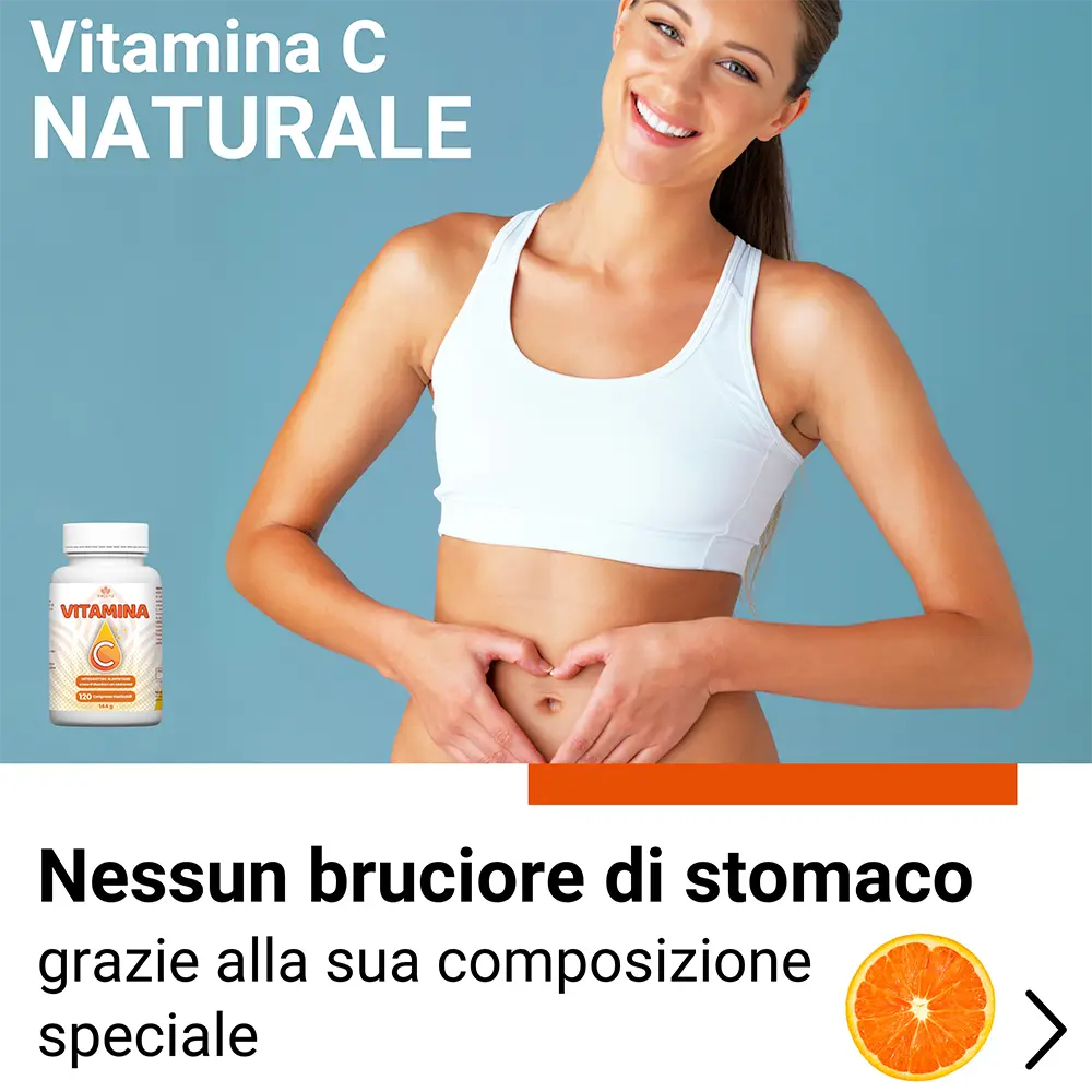 Vitamina C naturale Ribovita® con composizione studiata per essere ben tollerata dallo stomaco e supportare il benessere quotidiano.